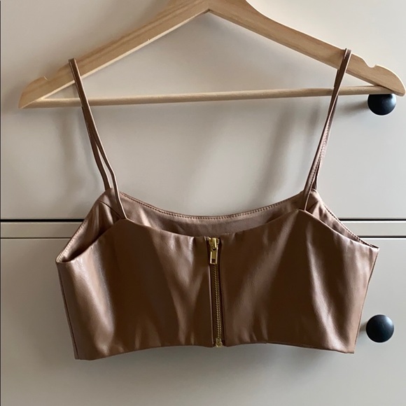 Brown faux leather crop top - Picture 2 of 8
